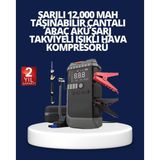 Mbb E-Ticaret Şarjlı 12000 Mah Araç Akü Takviye ve Hava Kompresörü 4’ü 1 Arada