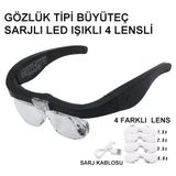 Mbb E-Ticaret - Şarjlı Gözlük Büyüteç 4 Farklı Lens -11537DC