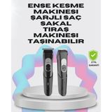 Mbb E-Ticaret Taşınabilir Şarjlı Saç Sakal Tıraş Makinesi – 3 Taraklı, Sessiz ve Ergonomik