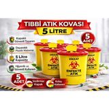 Mbb E-Ticaret Tıbbi Atık Kovası 5 Litre 5 Adet Kapaklı Tıbbi Atık Kutusu Enfekte Atık Kovası