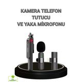 Mbb E-Ticaret Vlog ve Canlı Yayın İçin Çift Yaka Mikrofonu ve Tripodlu Selfie Çubuğu Seti