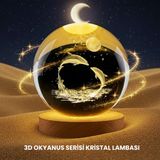 Mbb E-Ticaret Yunus Temalı Kristal Küre USB Işıklı Ahşap Altlıklı Gece Lambası
