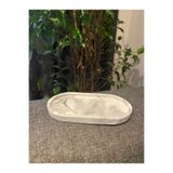 MBEL Beton Tray Mermer Desenli Mum, Takı Ve Saksı Altlığı Oval Tepsi - Altlık-takı
