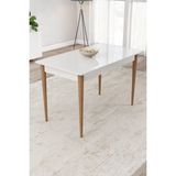 Mbi Konsept Mbi Konsept yemek Masası 72*112 cm 1. Kalite Sabit Mdf Lam Masa gürgen Ağacı Ayak - Beyaz - Ceviz