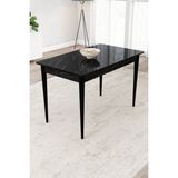 Mbi Konsept Mbi Konsept yemek Masası 72*112 cm 1. Kalite Sabit Mdf Lam Masa gürgen Ağacı Ayak - Mermer - Siyah