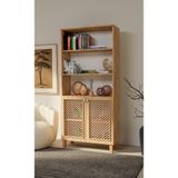 MBK AHŞAP Luna 5 Bölmeli Atlantik Çam Kitaplık 194x90x35 cm Duvara Monte Demonte MDF Kapaklı