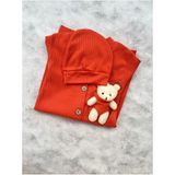 Mbk Garden Peluş Ayıcıklı Bebek Tulumu ve Şapka Seti - 3 - 6 Ay - Turuncu