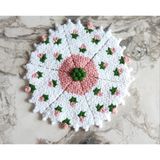 Mbmh Made By May Hand El Örmesi Banyo Lifi Çeyizlik Beyaz Üzeri Pembe Küçük Çiçek Desen 35 Cm Lif - pembe minik çiçek