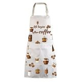 MBMSO Coffee Lover Apron Life Begins after Coffee Apron Kahve İçen Hediyeler Barista Hediye Kahve Temalı Mutfak Önlüğü, Life Begins After Coffee Apron,