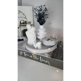M&c Concept Sarılan Sevgili Mum Organizer Tabak Beton Vazo Lotus Çiçek Mum Dekoratif Set - 1 Adet
