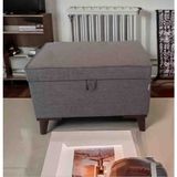 Mc Mobilya Sahra Peri Sandıklı Düz Keten Kumaş Sandıklıpuf Bench Puf Tabure Pistonlu 60X40 cm - Kahverengi Desenli