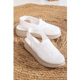 Mc vay Shoes 001 Dantel Örgülü Arkası Lastik Destekli Kapalı Burun Şık Sandalet 1 Numara Küçük Tercih Ediniz!!!