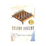 Mc102 Satranç Takımı 25x25cm - Bizans Figürlü Metal Taşlar Gerçek Ağaç Tahta El Yapımı Hediyel