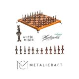 Mc32 Antik Mısır Figürlü Büyük Boy Metal Satranç Takımı - Lüks Hediyelik Satranç Takımı - 30X30cm