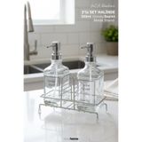 MCA Deerhome Modern Cam ikili Sıvı Sabunluk & Deterjanlık Seti-500 ml Cam Sabunluk, Metal Standlı