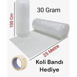 Mçb group 100 cm X 25 Metre Balonlu Naylon Koli Bandı Hediyeli Eşya Sarma Koruma Naylonu Patpat