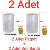 Mçb Group 2 Adet Balonlu Naylon 50CMX50M + 2 Adet Koli Bandı Ambalaj Naylonu Patpat Pıtpıt Havalı Naylon - Şeffaf