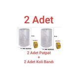 Mçb group 2 Adet Balonlu Naylon 50cmx50m + 2 Adet Koli Bandı Ambalaj Naylonu Patpat Pıtpıt Havalı Naylon