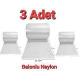 Mçb Group 3 Adet Balonlu Ambalaj Naylonu Pat Pat Havalı Naylon Balonlu Naylon 20 cm x 10 Metre Pıtpıt Patpat - Şeffaf