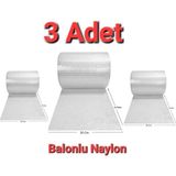 Mçb Group 3 Adet Balonlu Ambalaj Naylonu Pat Pat Havalı Naylon Balonlu Naylon 30 cm x 10 Metre Pıtpıt Patpat - Şeffaf