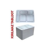Mçb Group 50 Adet 5 Gözlü Kırılmaz Plastik Tabldot Tabağı Beyaz Self Servis Tabildot Tabilot Tabak
