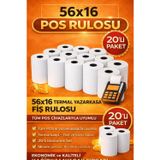 Mçb group 56x16 Termal Pos Kağıdı Rulosu 20'li - Tüm Pos Cihazlara Uyumlu