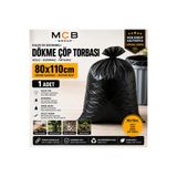 Mçb Group 80x110 cm Kalın Siyah Dökme Çöp Torbası 1 Adet Yırtılmaz Sızdırmaz Jumbo Boy Çöp Poşeti