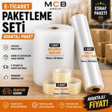 Mçb Group E-Ticaret Paketleme Seti 1 Adet 50CMX50M Balonlu Naylon + 1 Adet 50CMX300M Palet Streç Film + 3 Adet Koli Bandı - taşınmaseti