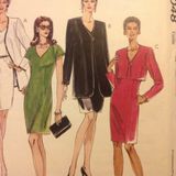 Mccalls 8048 Sewing Pattern for Misses Size 20-22-24 Dart Fitted Cap Sleeve V-neck Back Zip Dress & Edge Trimmed or Faced One Button Long or Bolero Length Jacket
