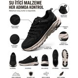 Mcdark Erkek Trekking Spor Ayakkabı Su Itici Nefes Alan Ultra Hafif Taban Kısa Bot-Siyah Beyaz - Siyah - Beyaz