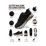 McDark Erkek Trekking Spor Ayakkabı Su itici Nefes Alan Ultra Hafif Taban Kısa Bot-SİYAH BEYAZ