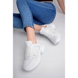 Mcdark Kadın Buz Sneakers Spor Ayakkabı Beyaz Renk Hafif Esnek Malzeme Düz Taban