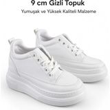 Mcdark Kadın Gizli Topuk Yüksek Taban Sneaker Ayakkabı-Beyaz