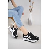 Mcdark Kadın Sneakers Spor Ayakkabı Düz Tabanlı Hava Alan Fileli Malzeme ile Konforlu - Siyah - Beyaz