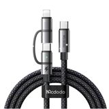 Mcdodo CA-0450 Siyah Lightning PD 36W Type-C 100W Destekli 2'si Bir Arada Şarj Kablosu