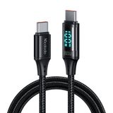 Mcdodo CA-1100 Type-C Kablo 100W - Dijital Watt Göstergeli Hızlı Şarj Kablosu, 5A PD QC USB-C, Laptop/Tablet/Telefon, 1.2M