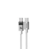 Mcdodo Ca-5582 100W Type-C To Type-C Şeffaf Led Işıklı Şarj Kablosu 1.2M Beyaz