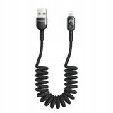 Mcdodo Ca-6410 Usb-A To Lightning Led Işıklı Spiralli Data Şarj Kablosu 1.8M Siyah