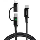 Mcdodo CA-7120 Siyah 1.2 mt Lightning+Type-C 2 si1 Arada Hızlı Şarj ve PD Data Kablosu