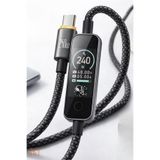Mcdodo CabVision 240W Usb -C To Usb-C TFT Ekranlı Dokunmatik Mod 1.2 Metre Siyah Örgü Şarj Ve Data Kablosu