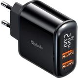 Mcdodo Ch-6330 18W Qc 3.0 Dijital Göstergeli 2xUsb Siyah Girişli Hızlı Şarj Adaptörü