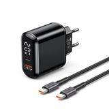 Mcdodo CH-7172 PD3 20W Siyah USB 1 Type-C Girişli USB-C to USB-C Kablolu Göstergeli Şarj Adaptörü