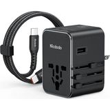 Mcdodo CP-3270 GlobePower 45W 3C2A Universal Seyahat Adaptörü | Type-C Kablolu | Siyah