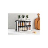 MCK Plus 12li Standlı Şeffaf Kaşıklı Kapaklı Baharatlık Saklama Kabı Seti Duvara Monte ve Kendinden Standl