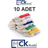 MCK Plus Islak Saçaklı Temizlik Arabası Dar Mop 350 gr Yedeği Ekstra Karbeyaz Yüzey Temizlik (10'lu Paket) - Altın
