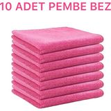 MCK Plus Mikrofiber Temizlik Bezi 10'lu 40X40 Mutfak Yer Banyo Temizleme Bezi Havlu Bez - Pembe