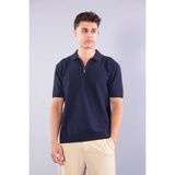 Mckanzie 10030 Fermuarlı Gömlek Yaka Kısa Kol T-Shirt - Lacivert - XL