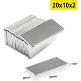 MCM Group 10 Adet 20X10X2 mm Neodyum Mıknatıs Köşeli Magnet N35 Nikel Kaplama Güçlü Kaliteli Dayanıklı ( Lisinya )