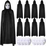MCM Group 120 cm Siyah Kapüşonlu Pelerin ve Boyanabilir Karton Maske 8’li Set - Lisinya
