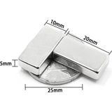 MCM Group 2 Adet 20X10X5 mm Neodyum Magnet N35 Güçlü Mıknatıs Köşeli ve Dayanıklı Nikel Kaplama ( Lisinya )